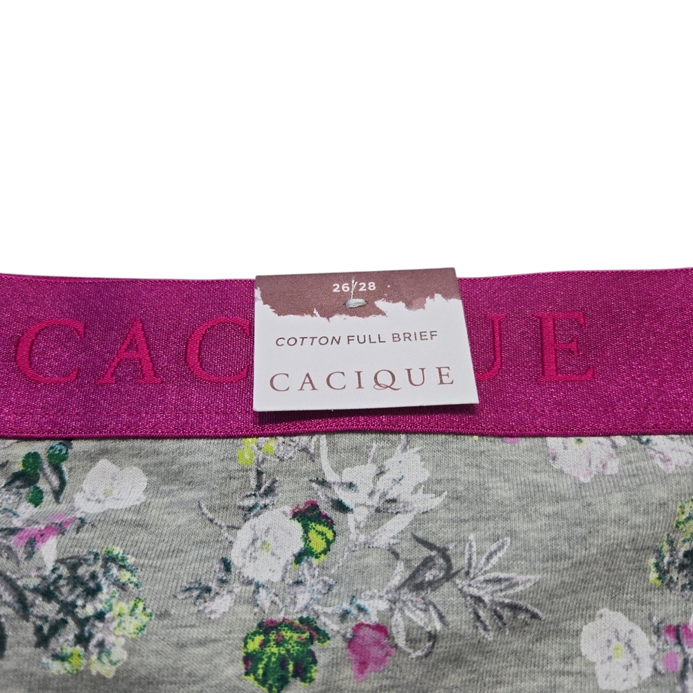Lane Bryant Cacique 26/28 Cotton Full Brief Panty Grey Floral - Picture 3 of 5